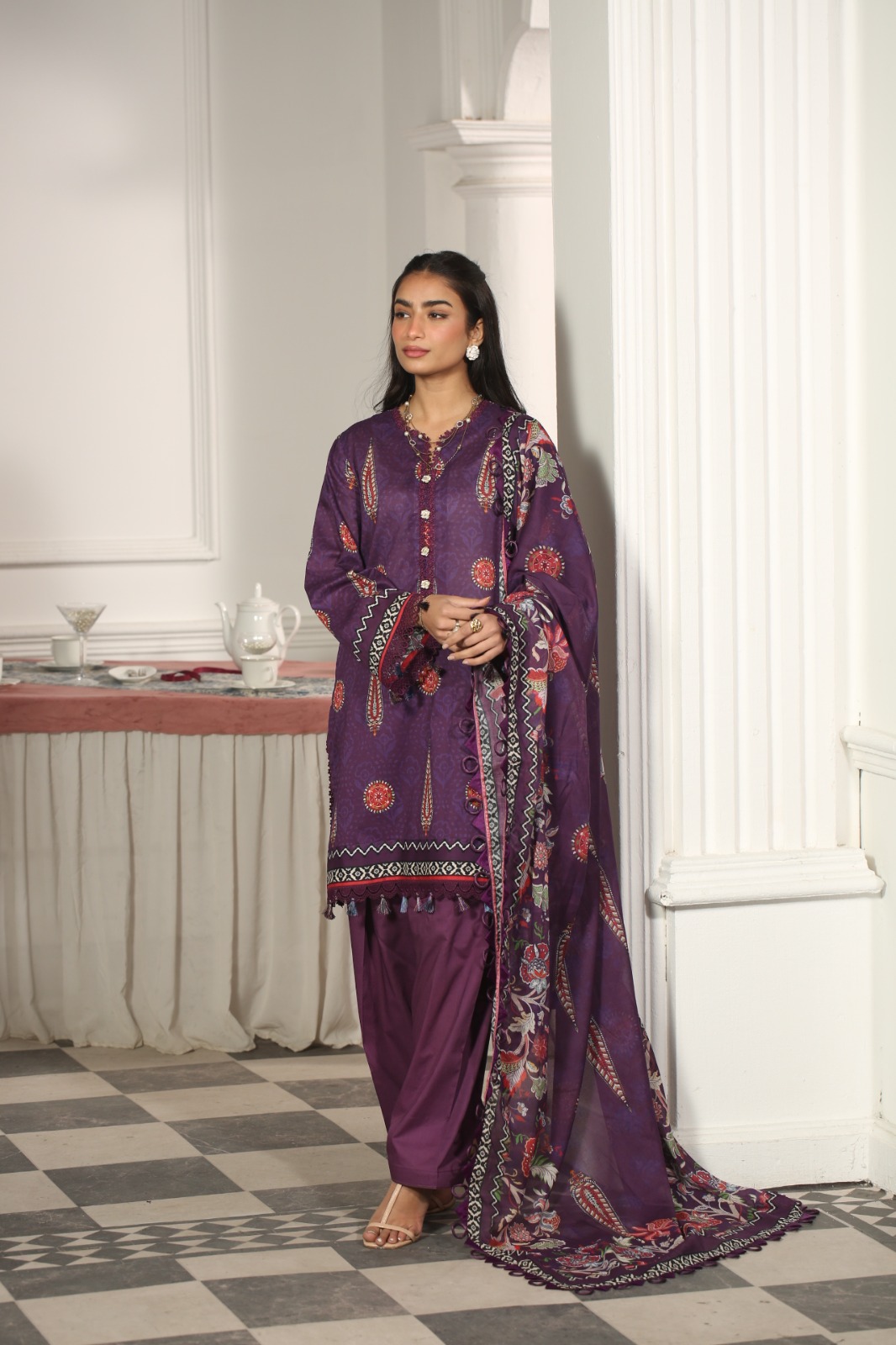 MAUSUMMERY UNSTITCHED LAWN DIGITAL SUIT (Crystal)
